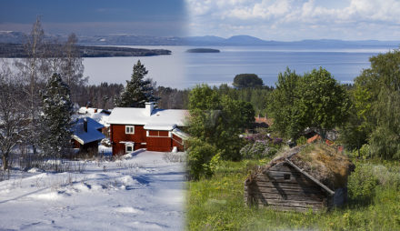 Sommar vintervy över Siljan,Tällberg,Dalarna
